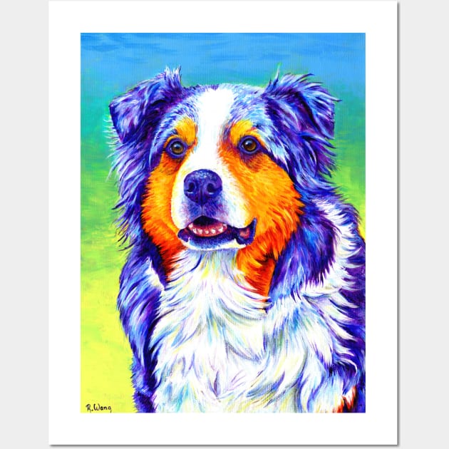 Blue Merle Aussie Dog Wall Art by rebeccawangart